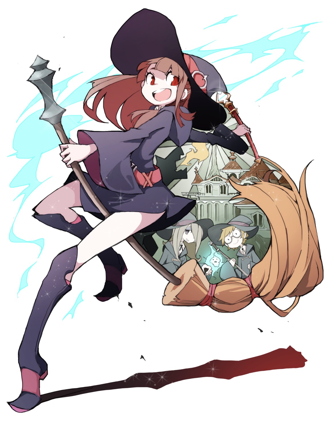 atsuko_kagari, little_witch_academia, lotte_yanson, megane, sucy_manbavaran, tansuke, witch