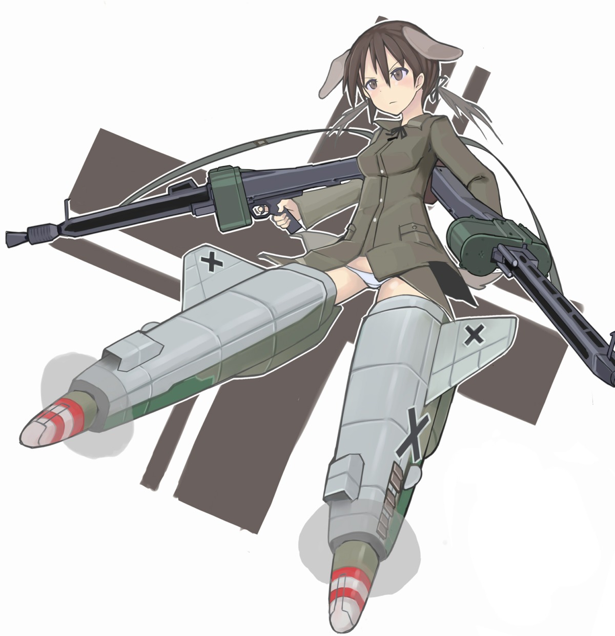 animal_ears, gertrud_barkhorn, gun, pantsu, strike_witches, tail, yuoitametsu