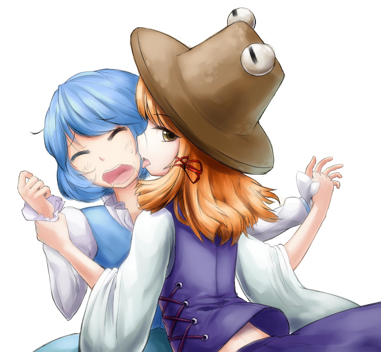 hijiwryyyyy, moriya_suwako, tatara_kogasa, touhou, yuri