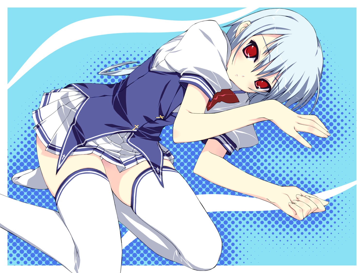 kuu, lyrical_ds, lyrical_lyric, murakami_suigun, pantsu, seifuku, thighhighs, wallpaper