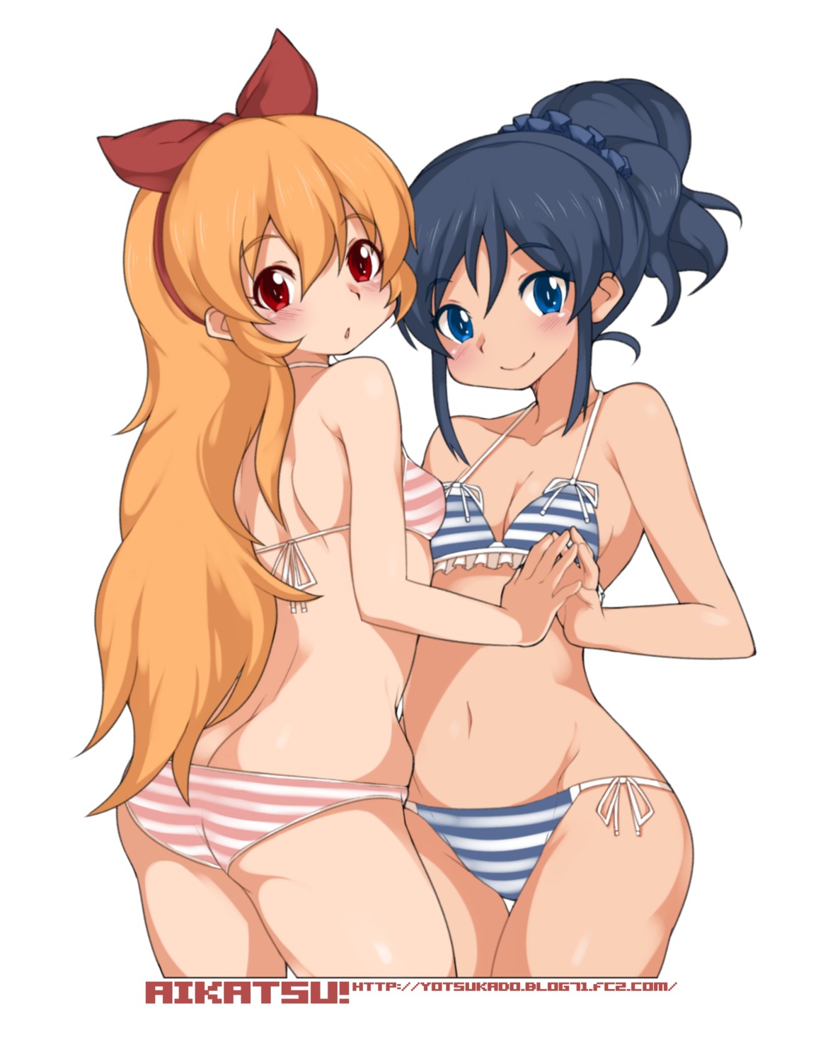 aikatsu!, bikini, cleavage, hoshimiya_ichigo, kiriya_aoi, swimsuits, yajirushi_kaku
