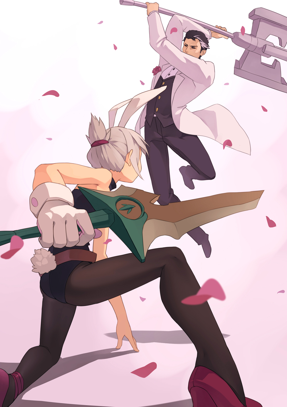 bunny_girl, jayce_(league_of_legends), league_of_legends, riven_(league_of_legends), sword, zengxianxin