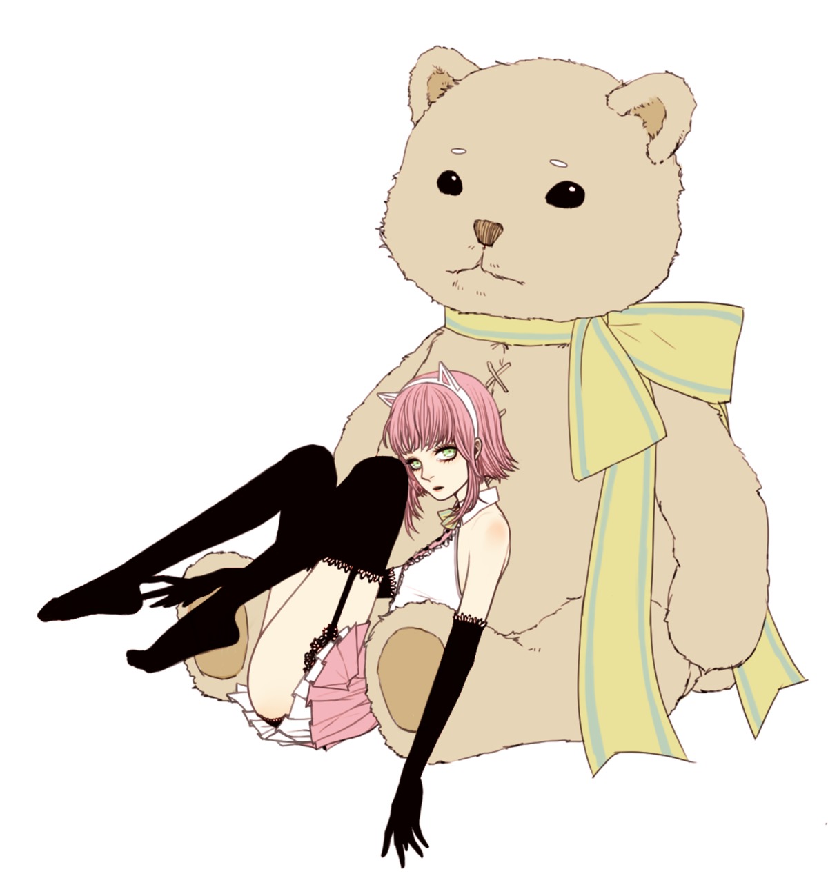 animal_ears, annie_hastur, heather37, league_of_legends, nekomimi, pantsu, thighhighs