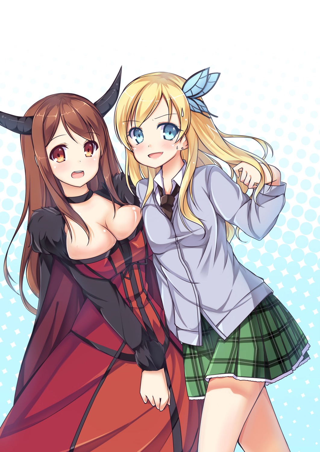 boku_wa_tomodachi_ga_sukunai, cleavage, crossover, horns, kashiwazaki_sena, luky, maou_(maoyuu_maou_yuusha), maoyuu_maou_yuusha
