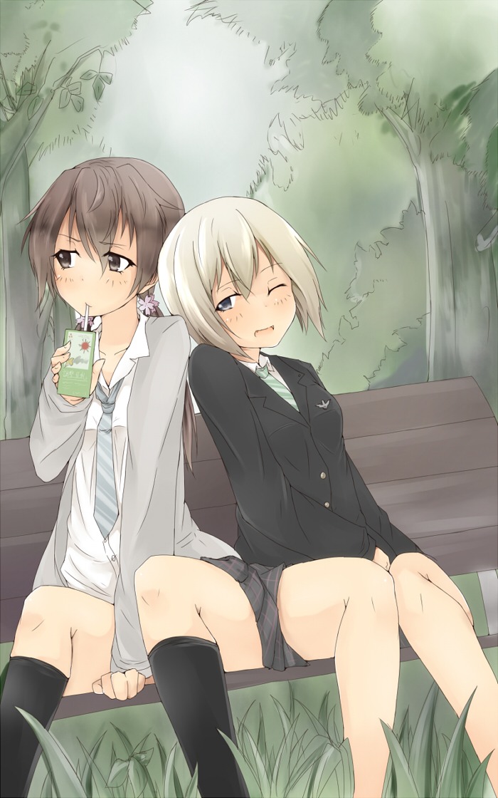 erica_hartmann, gertrud_barkhorn, hatsumi_nekuta, seifuku, strike_witches