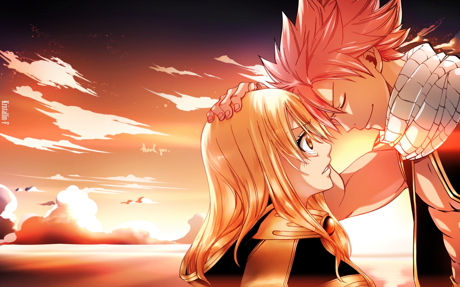 fairy_tail, kristallin-f, landscape, lucy_heartfilia, natsu_dragneel, watermark