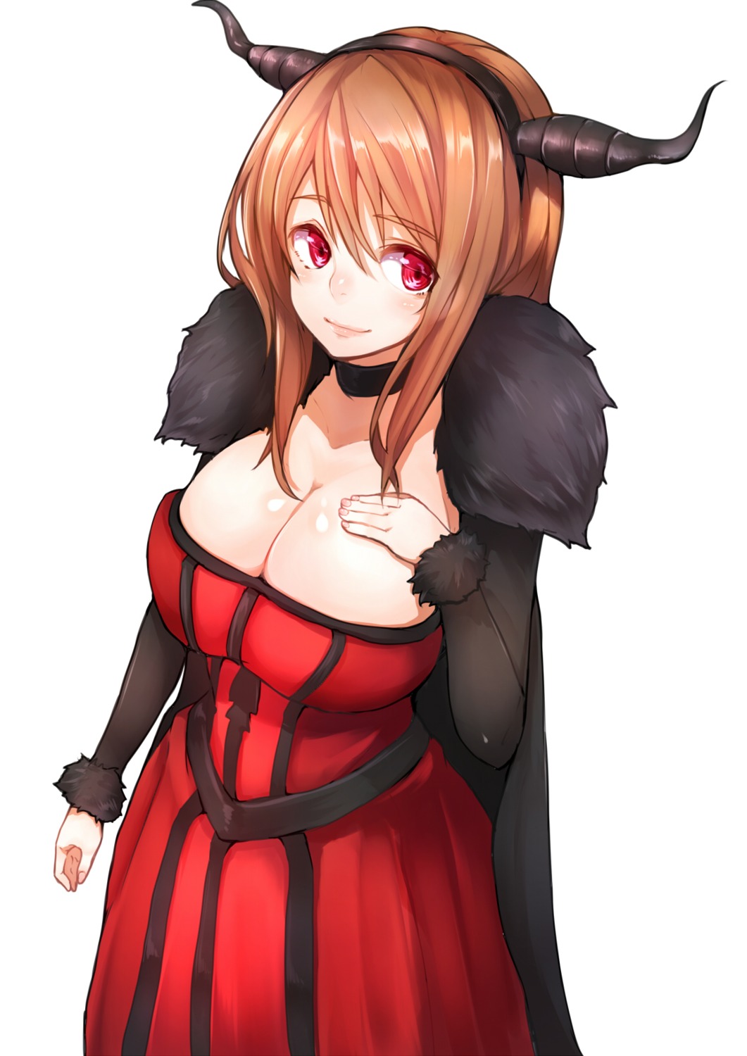 cleavage, dress, horns, maou_(maoyuu_maou_yuusha), maoyuu_maou_yuusha, nuko-d
