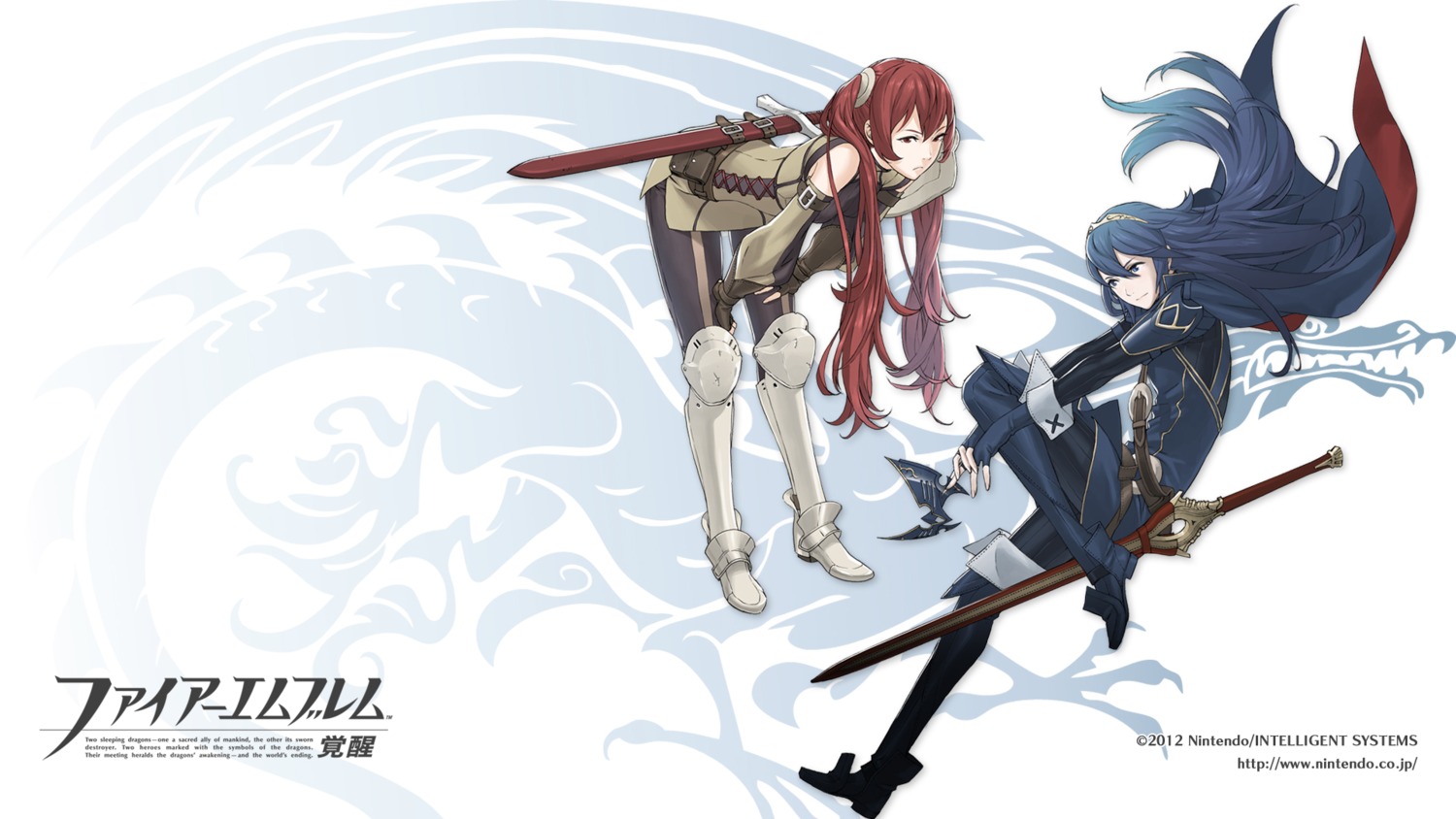 armor, bodysuit, dress, fire_emblem, fire_emblem_kakusei, kozaki_yuusuke, lucina_(fire_emblem), nintendo, selena_(fire_emblem), sword, thighhighs, wallpaper