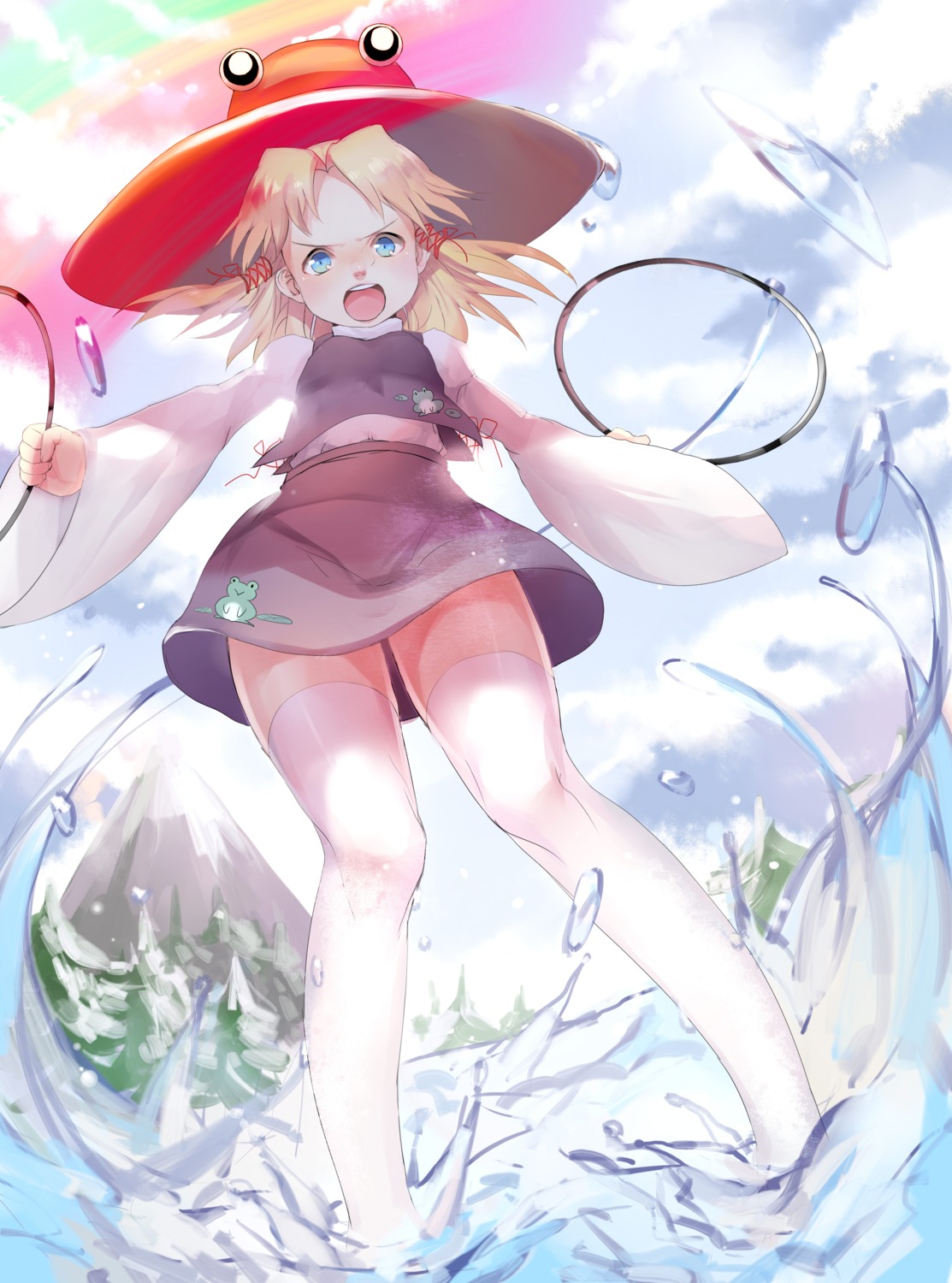 moriya_suwako, rosele, thighhighs, touhou