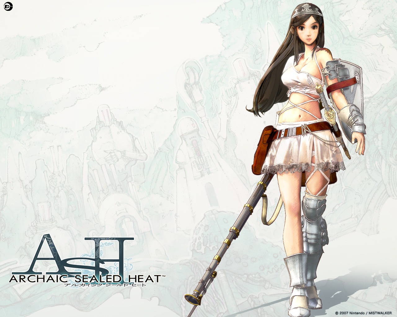 aisya_(princess_of_millinear), armor, ash:_archaic_sealed_heat, cleavage, gun, mistwalker, nintendo, sword