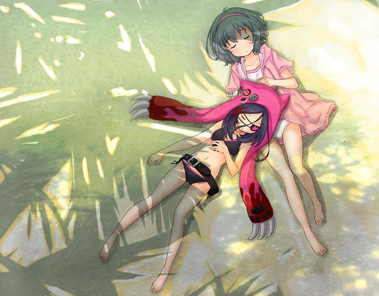 abe_kanari, bikini, eyepatch, hayasaka_mirei, narumiya_yume, swimsuits, the_idolm@ster, the_idolm@ster_cinderella_girls