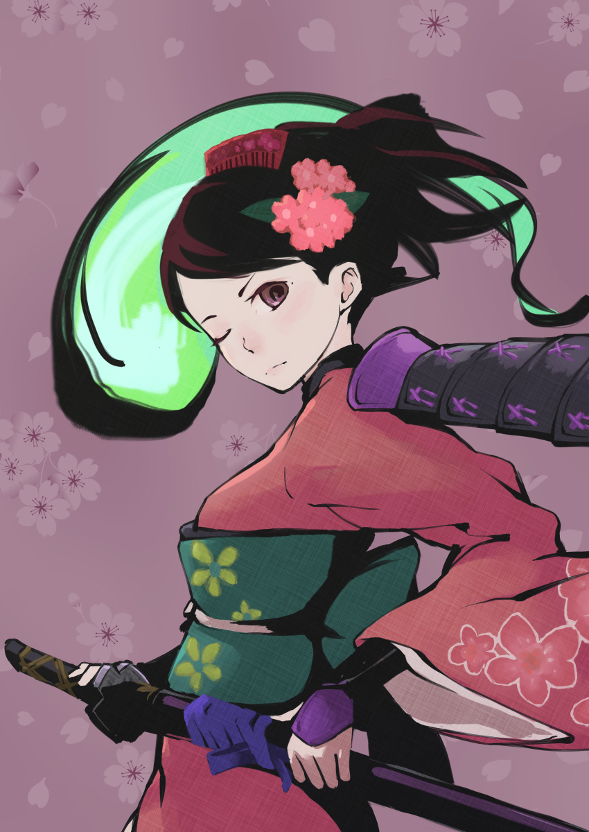 ipponshimeji, kimono, momohime_(muramasa), oboro_muramasa, sword