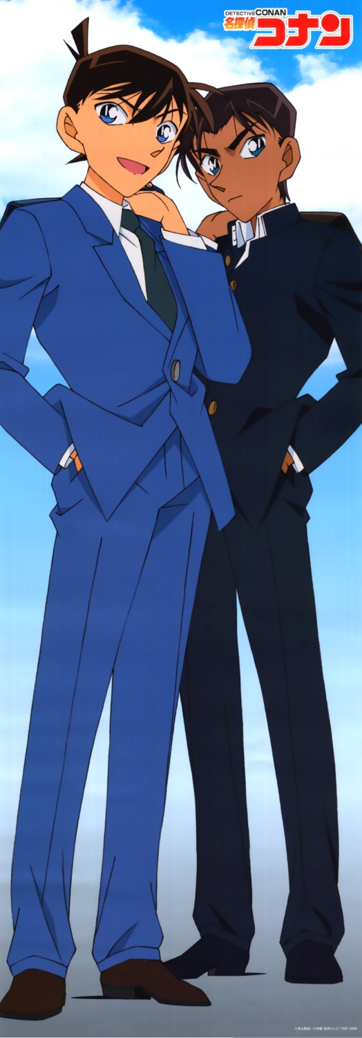hattori_heiji, kudou_shinichi, male, meitantei_conan, seifuku, stick_poster