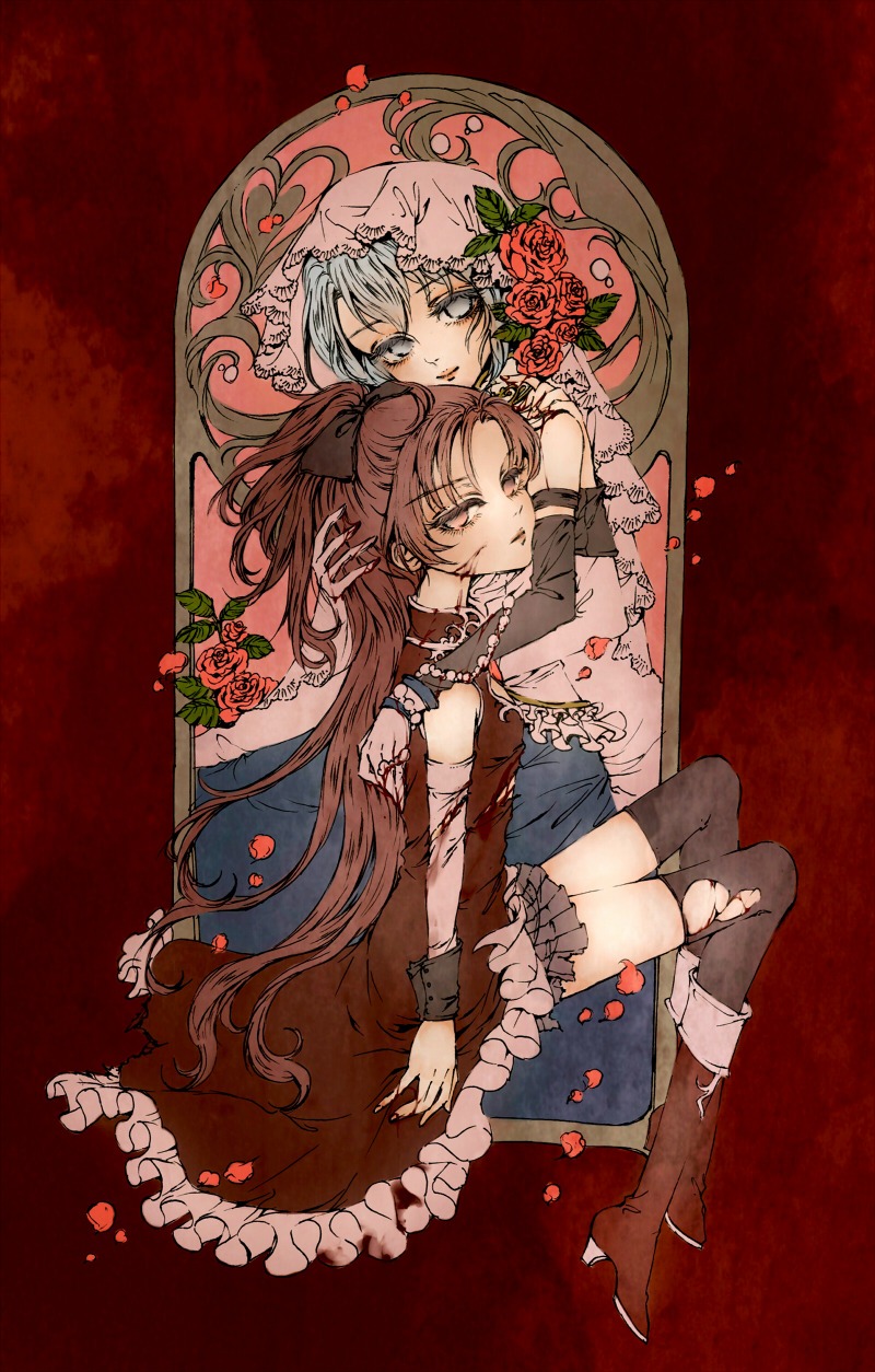 mahou_shoujo_madoka_magica, sakura_kyouko, thighhighs, torn_clothes, yukishiro