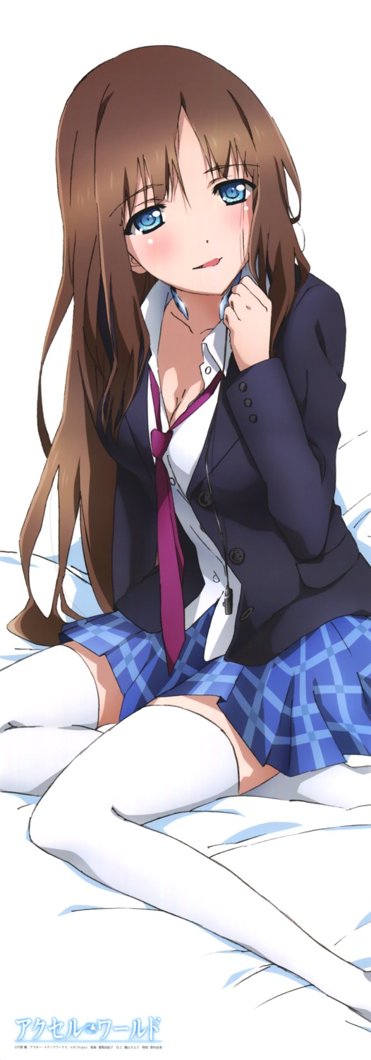 accel_world, aikei_yukiko, kurasaki_fuuko, seifuku, stick_poster, thighhighs