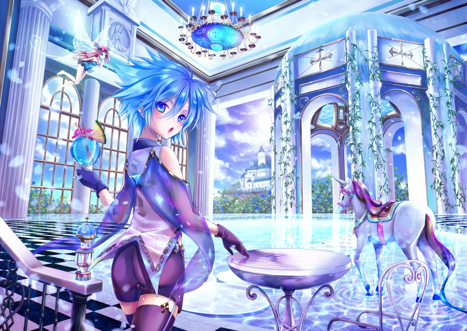 ass, fairy, pointy_ears, shinwa, stockings, thighhighs, wings