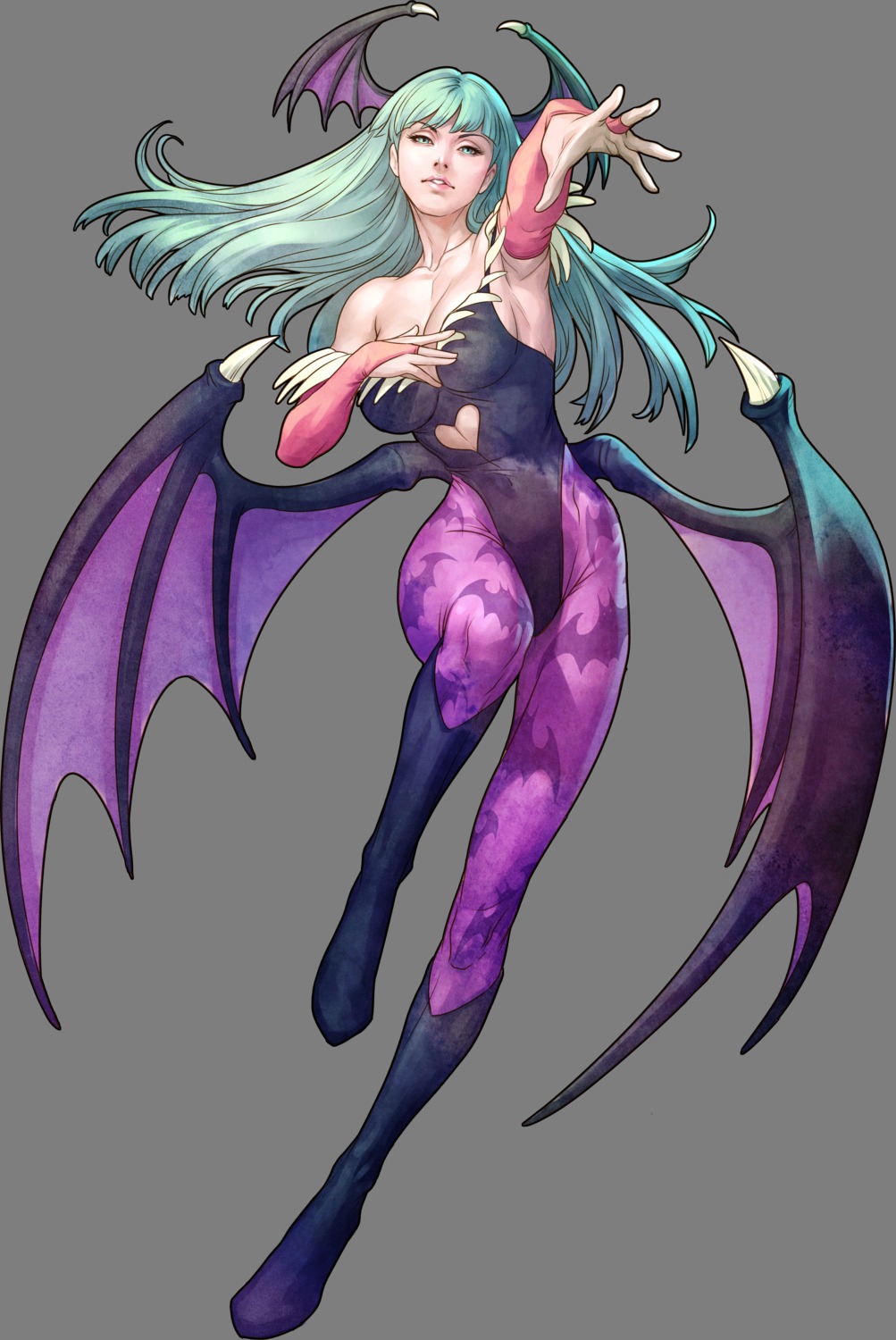 capcom, cleavage, dark_stalkers, leotard, morrigan_aensland, pantyhose, stanley_lau, transparent_png