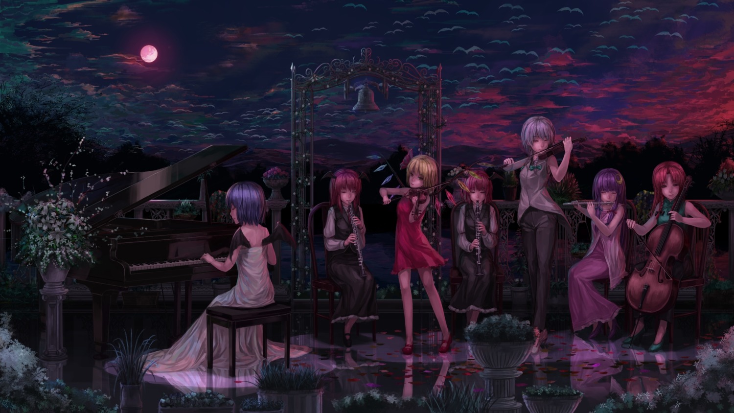 flandre_scarlet, hong_meiling, izayoi_sakuya, koakuma, lif, patchouli_knowledge, remilia_scarlet, touhou