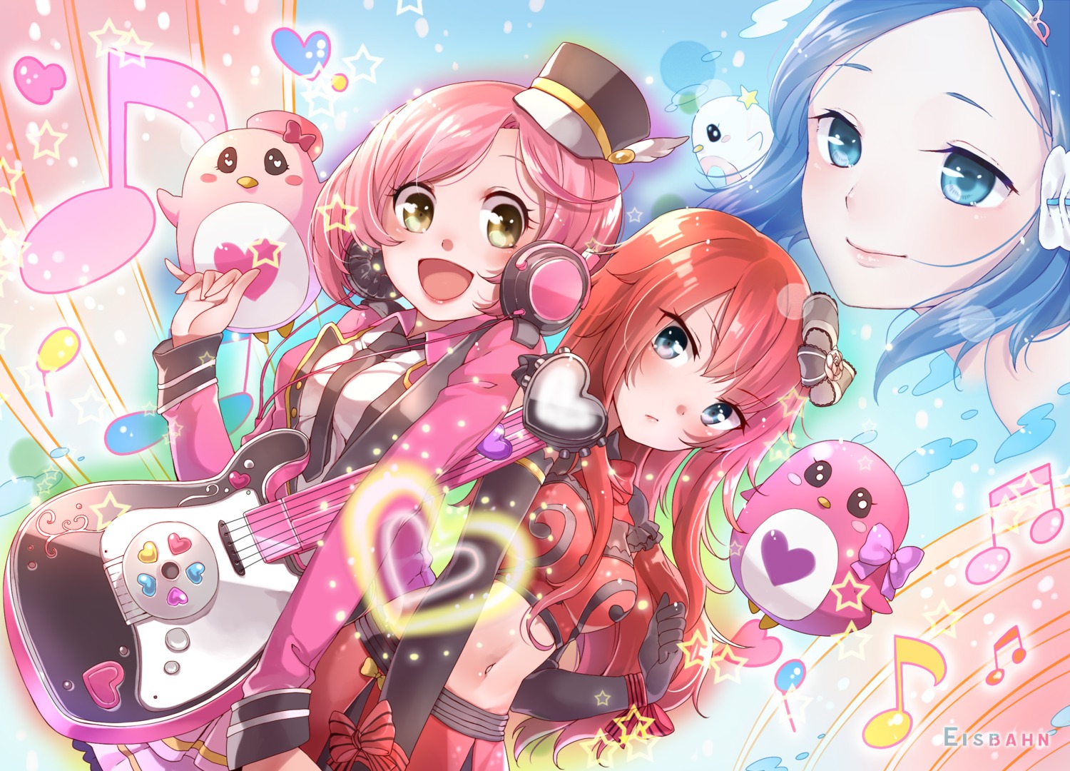 ayase_naru, guitar, headphones, pretty_rhythm, pretty_rhythm:_rainbow_live, pretty_series, renjouji_bell, rinne_(pretty_rhythm)