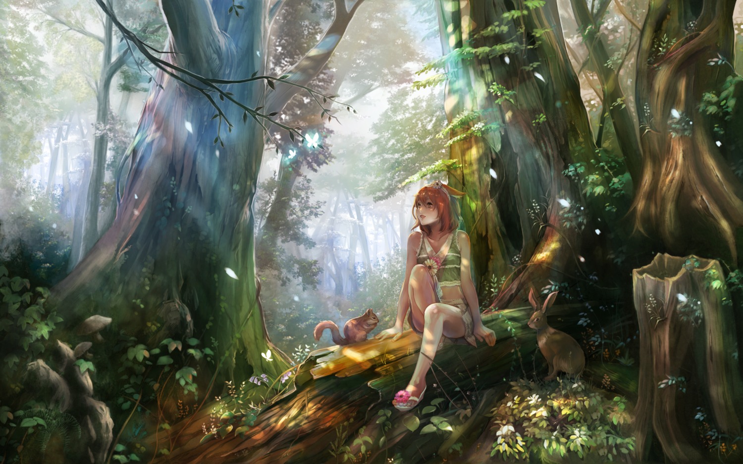 animal_ears, landscape, sae_(revirth), wallpaper