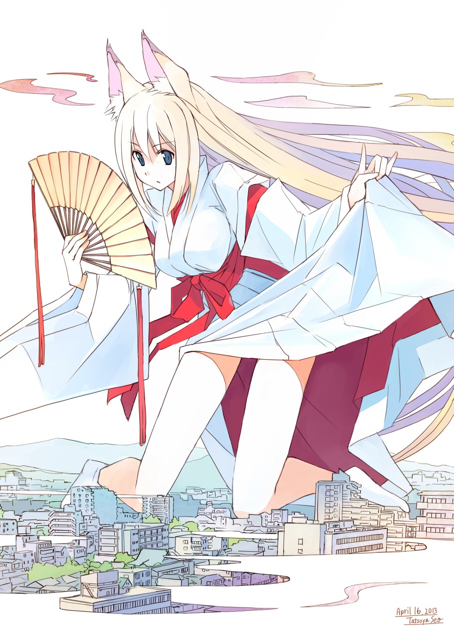 animal_ears, kitsune, miko, seo_tatsuya, tenko_kuugen, wagaya_no_oinari-sama