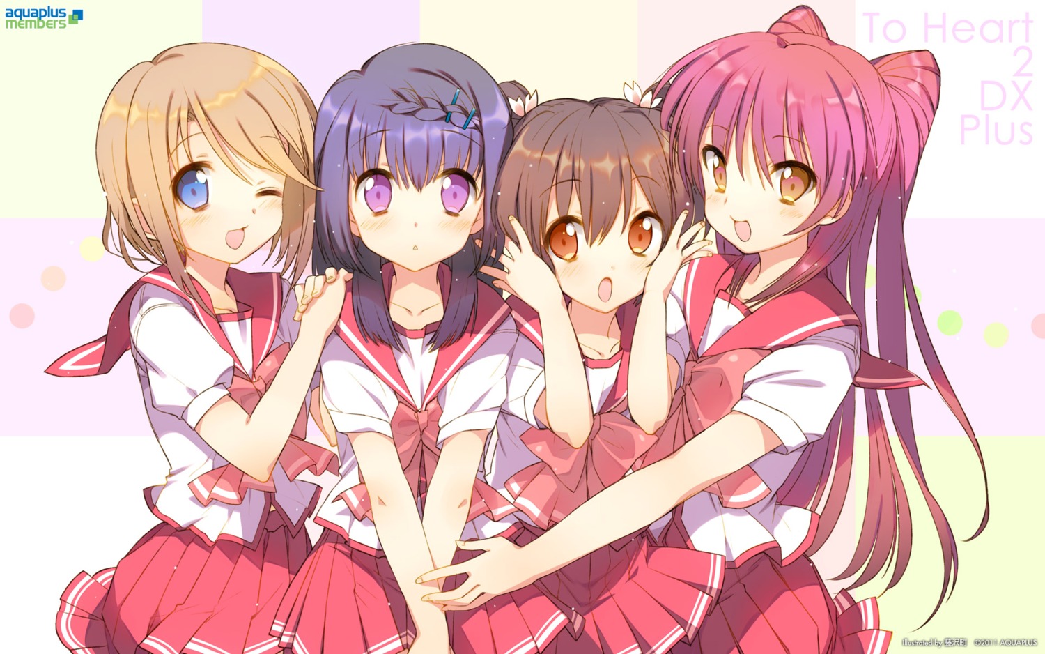aquaplus, fujisawa_machi, hanesaki_mio, komaki_manaka, kousaka_tamaki, seifuku, to_heart_(series), to_heart_2, wallpaper, yuzuhara_konomi