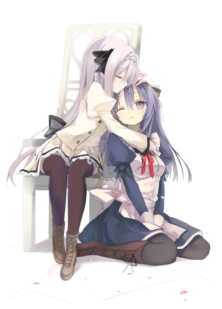 kokura_asahi, maid, sakurakouji_luna, shino_(eefy), thighhighs, trap, tsuki_ni_yorisou_otome_no_sahou
