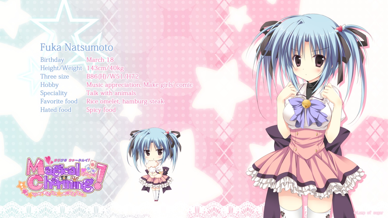 chibi, korie_riko, lump_of_sugar, magical_charming!, natsumoto_fuuka, thighhighs, wallpaper
