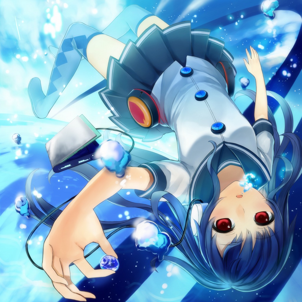 headphones, ichiko_oharu, seifuku