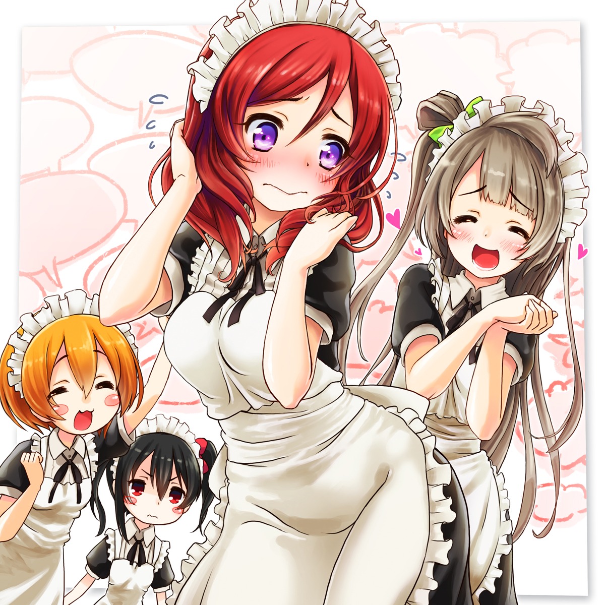 hoshizora_rin, kuromaru9, love_live!, love_live!_(series), maid, minami_kotori, nishikino_maki, yazawa_nico