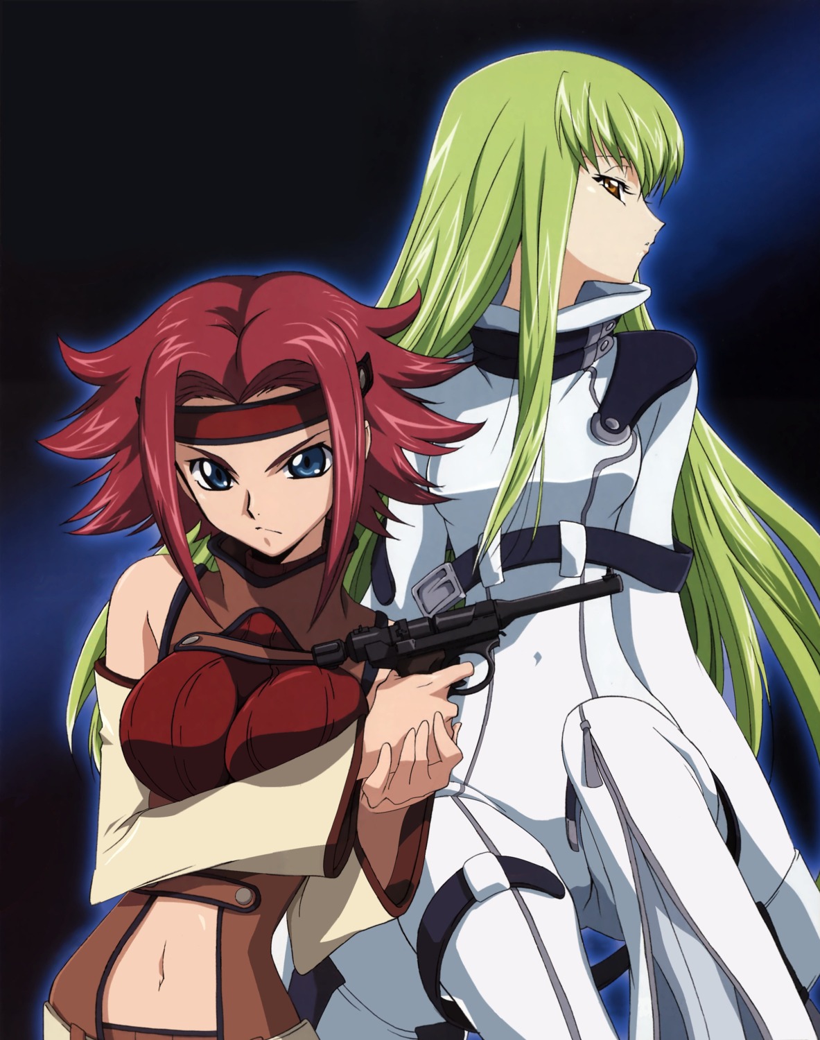 bodysuit, breast_hold, c.c., code_geass, gun, kallen_stadtfeld, shingou_yasushi