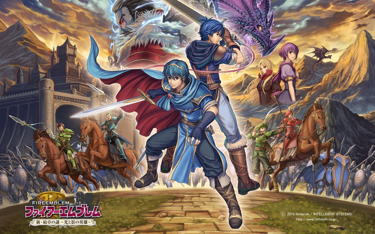 armor, fire_emblem, fire_emblem:_shin_monshou_no_nazo, gohdon, hardin, izuka_daisuke, katarina_(fire_emblem), kuraine, marth, minerba, monster, my_unit_(otoko), nintendo, rody, ruke, sword, wallpaper, weapon