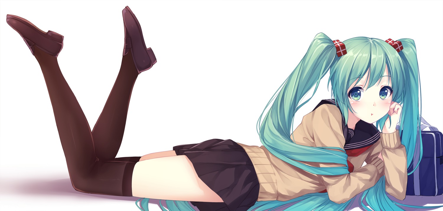 caidychen, hatsune_miku, seifuku, thighhighs, vocaloid