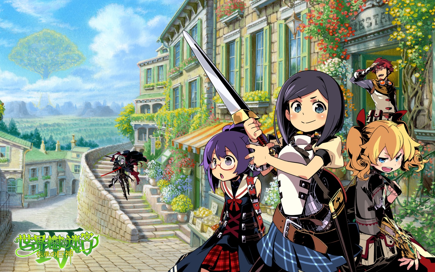 altus, armor, landscape, megane, sekaiju_no_meikyuu, sekaiju_no_meikyuu_4, sword, wallpaper