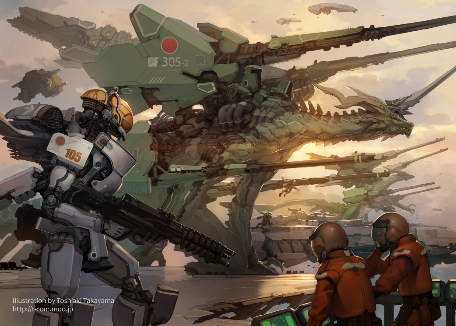 gun, mecha, monster, takayama_toshiaki