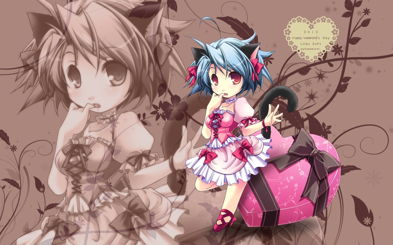 animal_ears, lilac_soft, nekomimi, sonokichi, tail, valentine, wallpaper