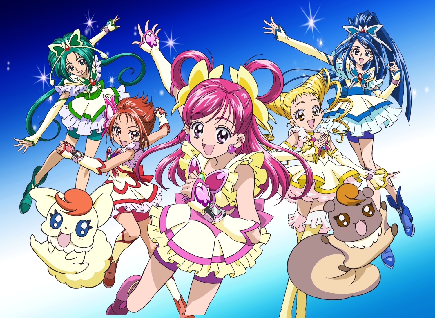 akimoto_komachi, coco_(yes!_precure_5), kasugano_urara, kawamura_toshie, minazuki_karen, natsuki_rin, nuts, precure