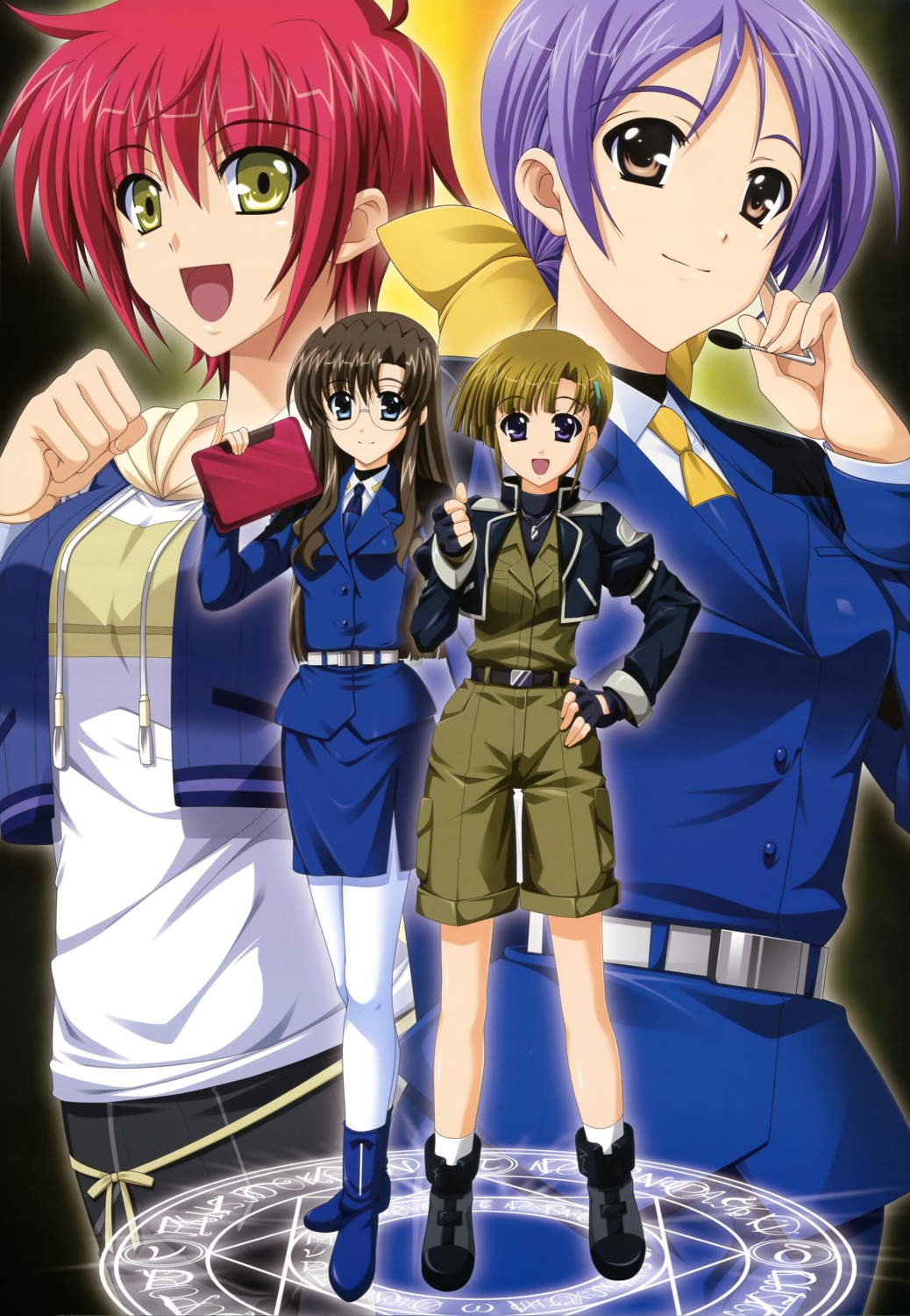 alto_krauetta, higa_yukari, lucino_liilie, mahou_senki_lyrical_nanoha_force, mahou_shoujo_lyrical_nanoha, megane, nove, pantyhose, shario_finieno, uniform