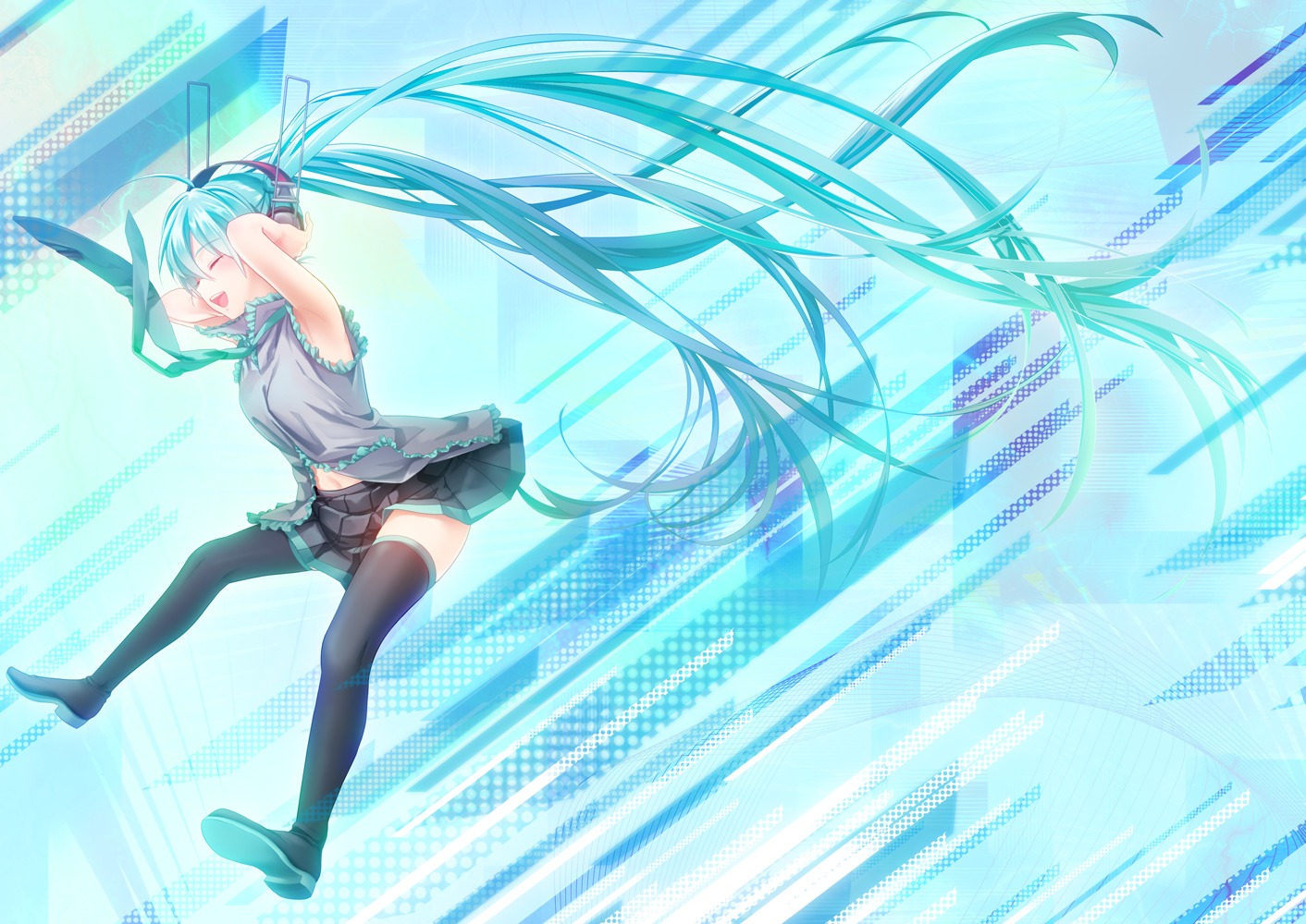 hatsune_miku, ne-on, thighhighs, vocaloid
