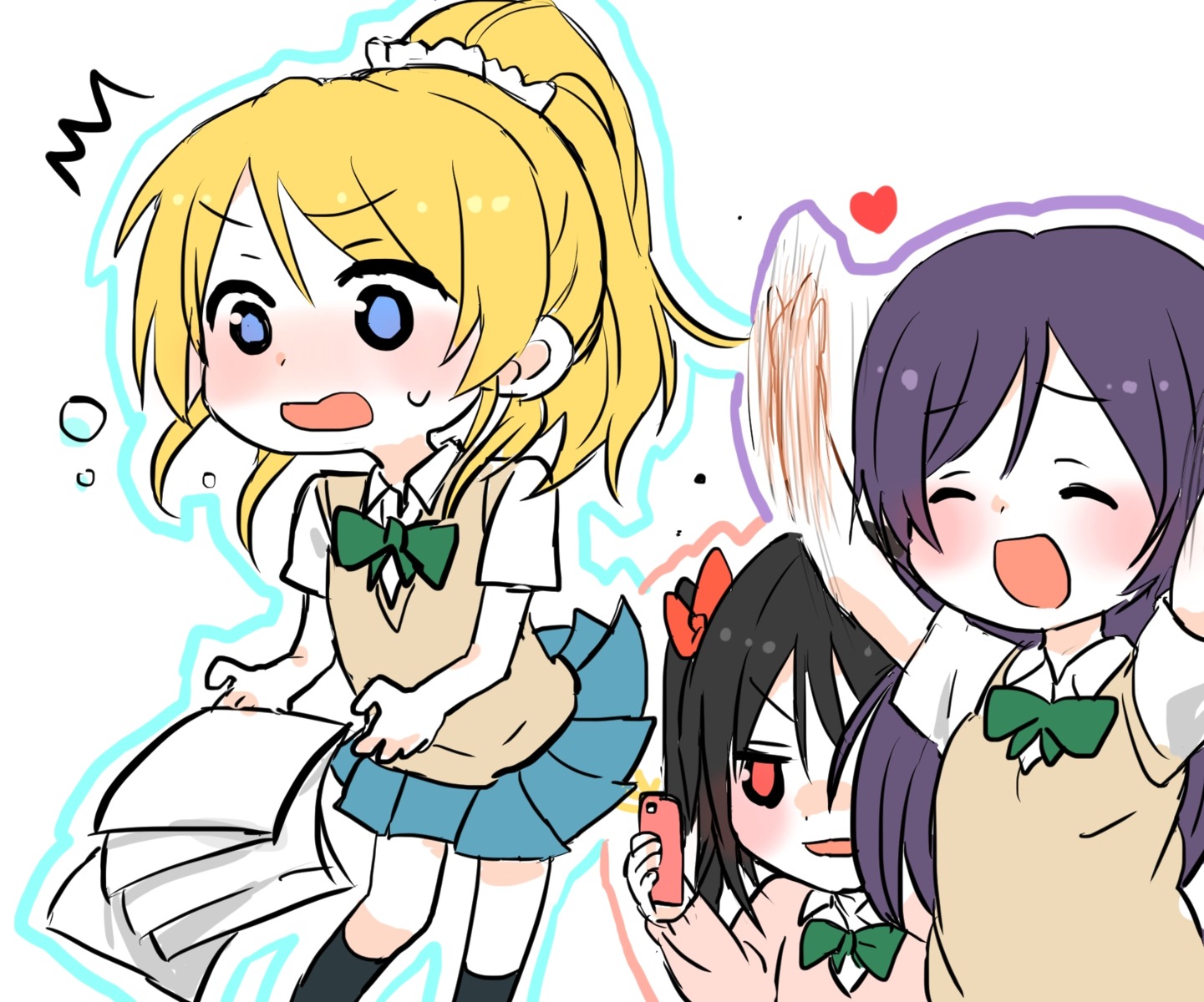 ayase_eli, chibi, love_live!, love_live!_(series), merry_(168cm55kg), seifuku, toujou_nozomi, yazawa_nico