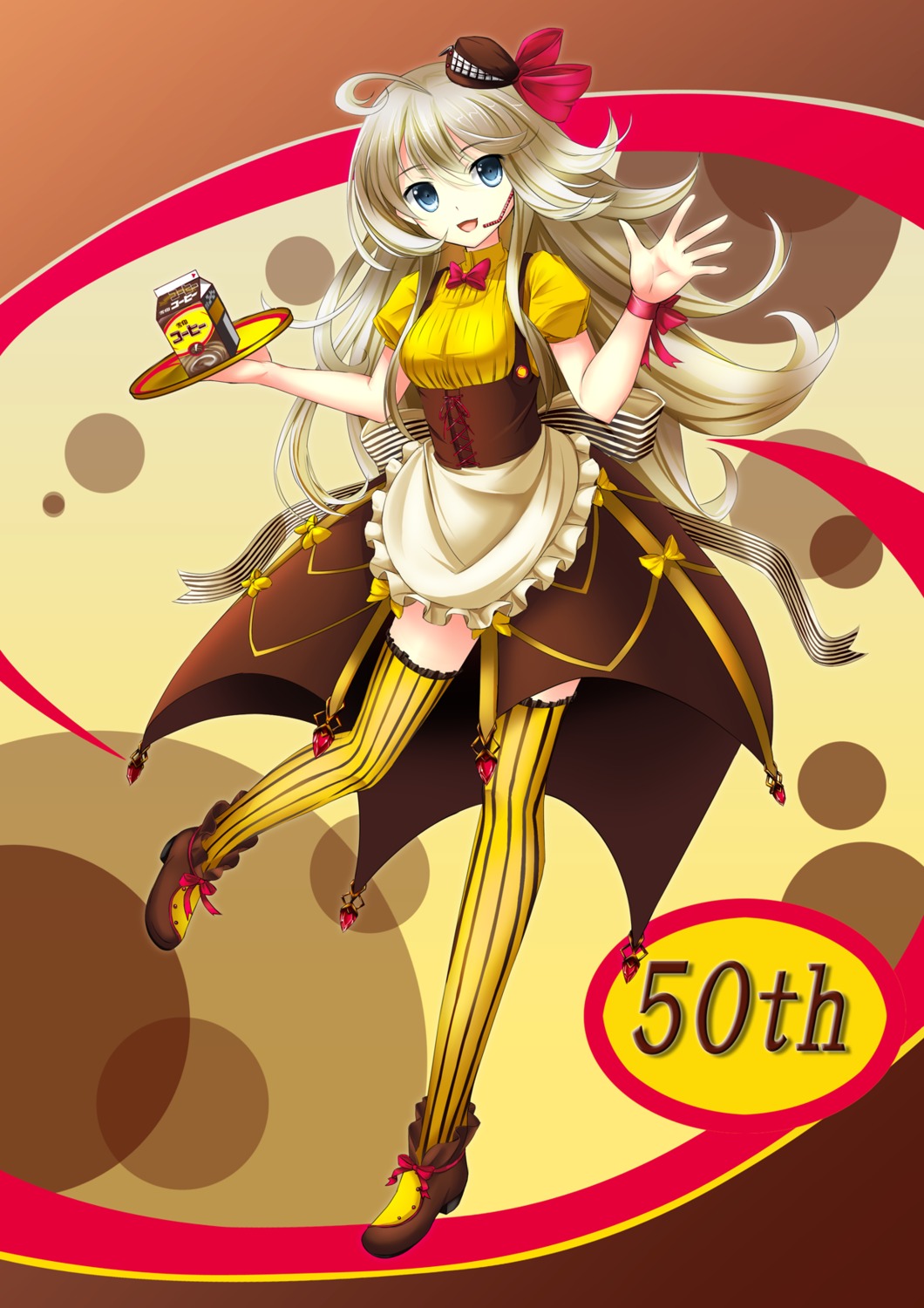 anthropomorphization, bug, thighhighs, waitress, yukiko-tan