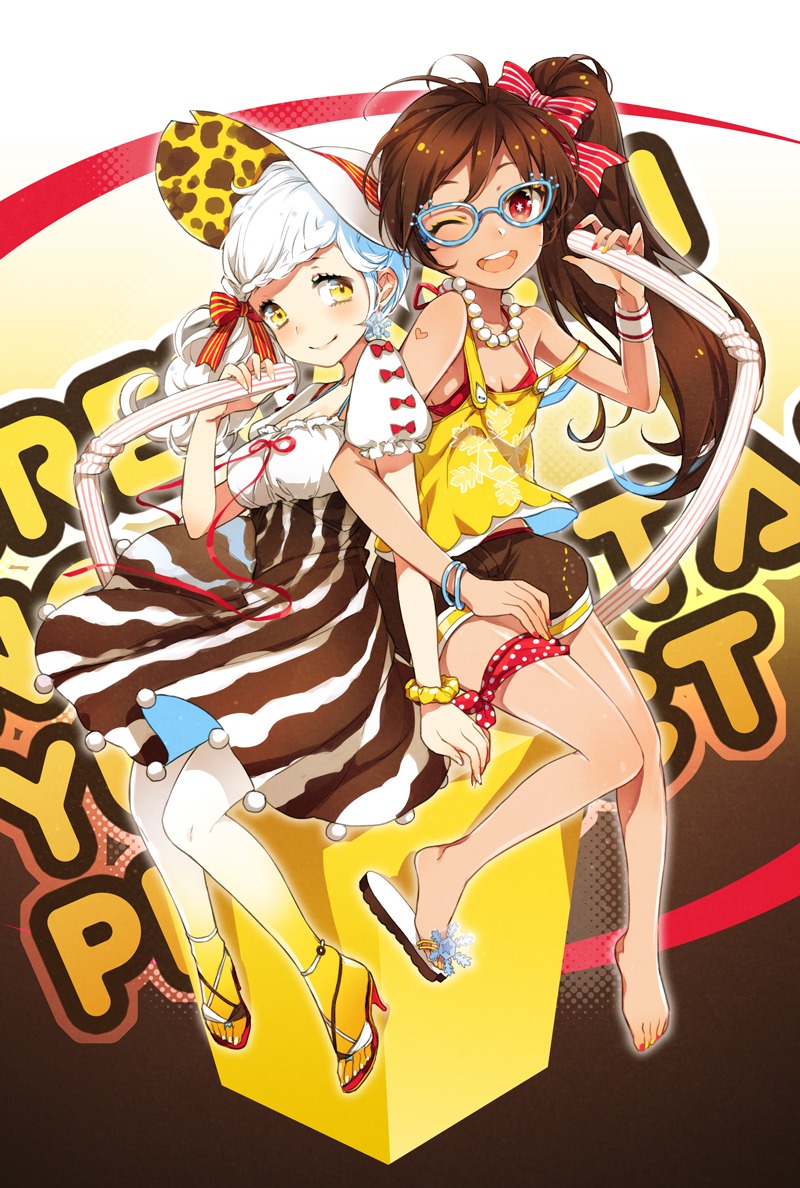 anthropomorphization, cleavage, megane, pantyhose, reika_(clovia_studio), yukiko-tan