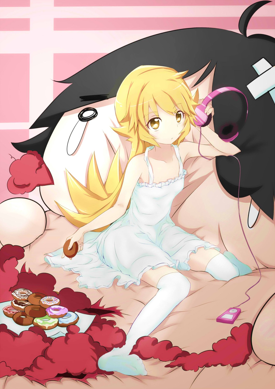 bakemonogatari, caibao, dress, monogatari_(series), nisemonogatari, oshino_shinobu, thighhighs