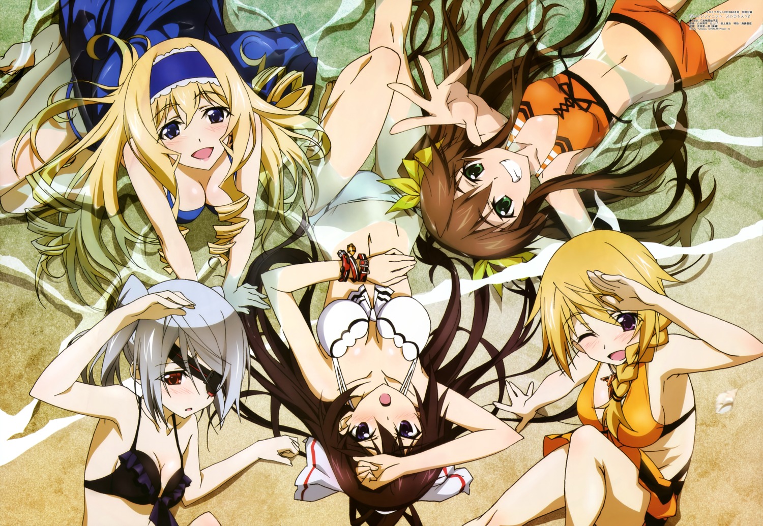 bikini, cecilia_alcott, charlotte_dunois, cleavage, eyepatch, huang_lingyin, infinite_stratos, laura_bodewig, shinonono_houki, swimsuits, yamamoto_shuuhei