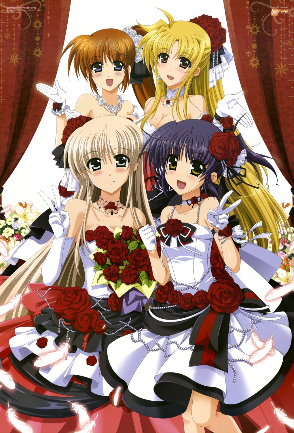 cleavage, dress, fate_testarossa, higa_yukari, isis_eaglet, lily_strosek, mahou_senki_lyrical_nanoha_force, mahou_shoujo_lyrical_nanoha
