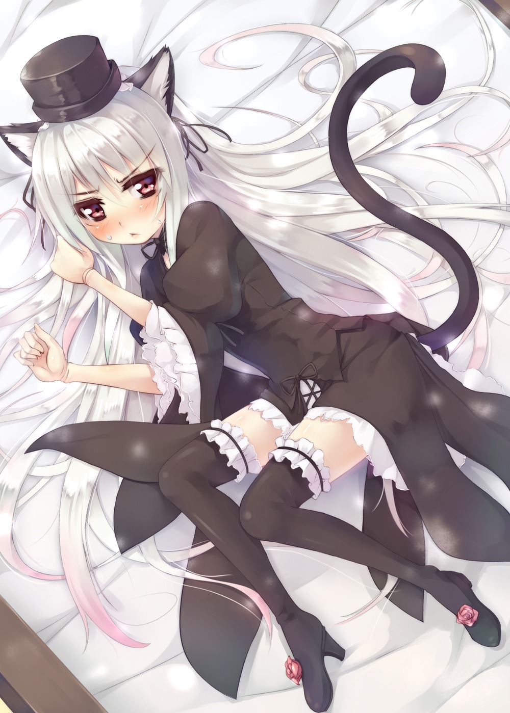 animal_ears, asa_(swallowtail), gothic_lolita, lolita_fashion, nekomimi, rozen_maiden, suigintou, thighhighs