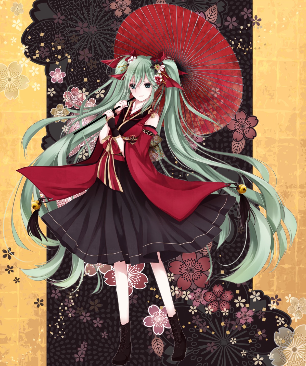hatsune_miku, japanese_clothes, tsukumo_(an-mar), vocaloid