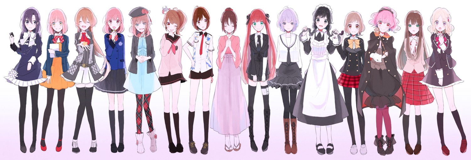 amnesia, asagi_akira, asagi_haru, brothers_conflict, clock_zero, crossover, diabolik_lovers, dress, felicità, gekka_ryouran_romance, gomi_chiri, hakuouki, hana_awase, hanayaka_nari_waga_ichizoku, hinata_ema, japanese_clothes, komori_yui, kurou_nadeshiko, la_storia_della_arcana_famiglia, lulu_(wand_of_fortune), maid, mikoto_(hana_awase), nanami_haruka_(uta_no_prince_sama), norn9, pantyhose, scared_rider_xechs, seifuku, shirakui_nanami, shujinkou_(amnesia), shujinkou_(tmgs3), starry_sky, thighhighs, tokimeki_memorial_girl's_side_3rd_story, uta_no_prince_sama, wand_of_fortune, yahisa_tsukiko, yukimura_chizuru