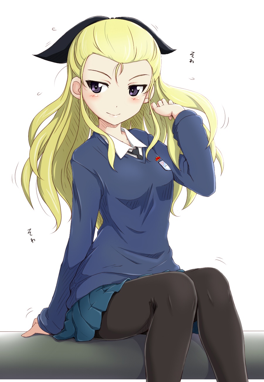 assam, girls_und_panzer, pantyhose, sasaki_akira, seifuku, sweater