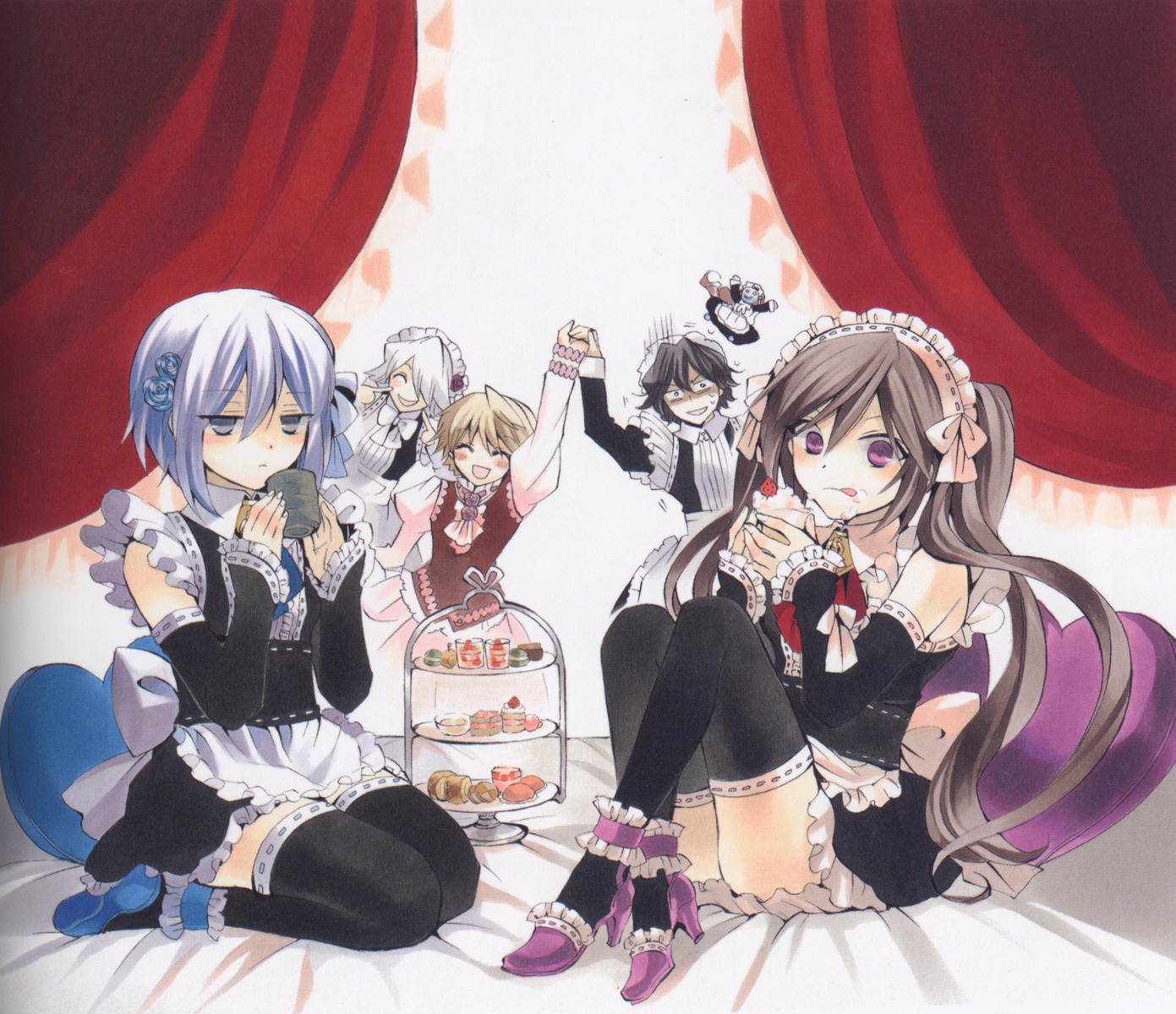 alice_(pandora_hearts), dress, echo, gilbert_nightray, heels, maid, mochizuki_jun, oz_vessalius